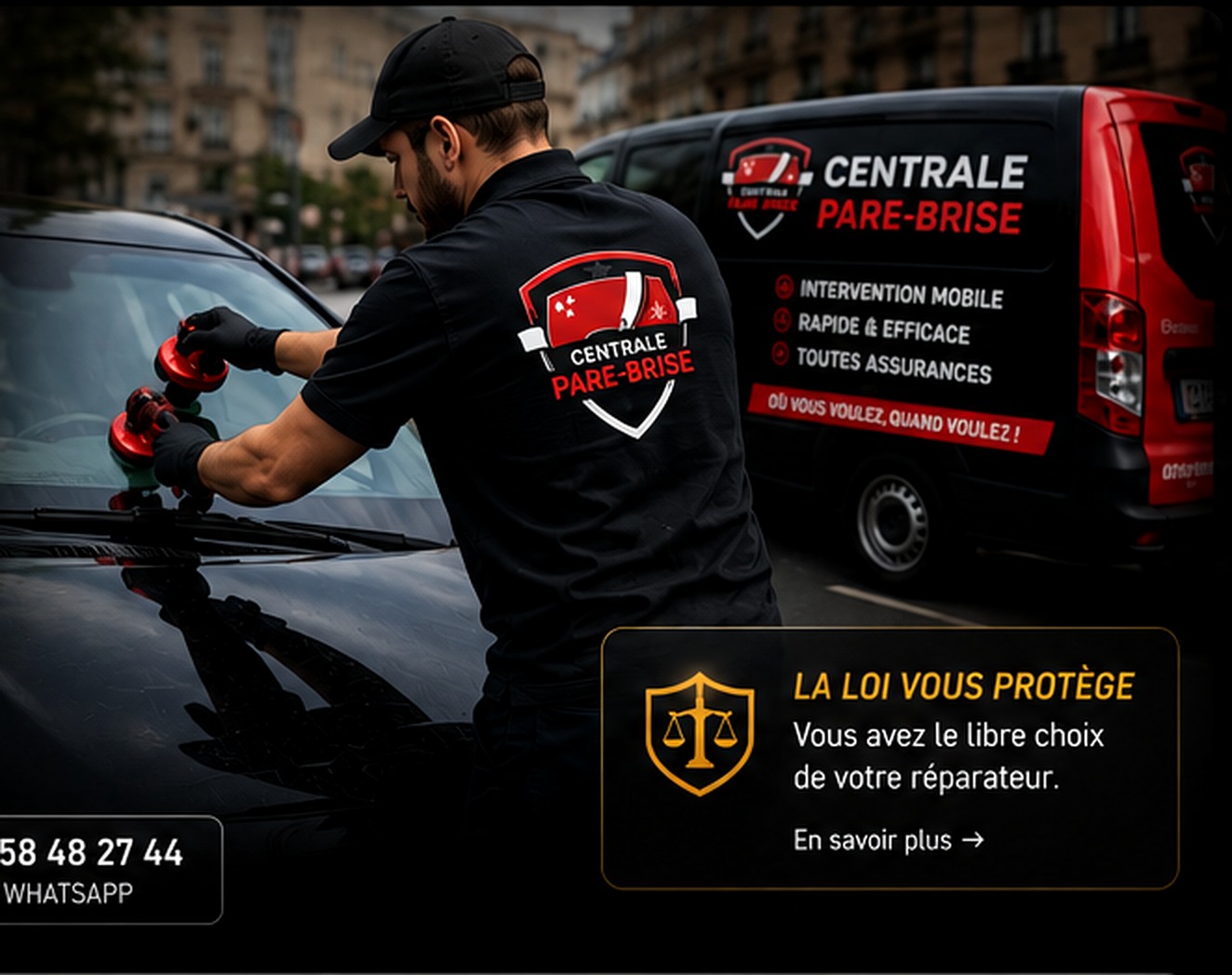 Technicien Centrale Pare-Brise intervenant sur un véhicule